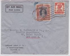 INDIA - 1948 - ENVELOPPE COMMERCIALE Par AVION De CALCUTTA Pour NEW-YORK (USA) - - 1936-47 King George VI