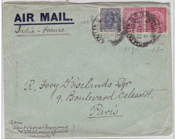 INDIA - 1937 - ENVELOPPE De CALCUTTA Pour PARIS Par POSTE AERIENNE (AIR MAIL) - 1911-35 Koning George V