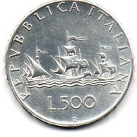 1966 - Italia 500 Lire Argento Caravelle      ----- - 500 Lire