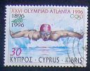 Cyprus 1996 Olympic Games, Atlanta Used 30c Swimming - Usati
