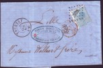 Lettre Affr. N°18 Lpts 363 TOURNAY/1868 En Port Frontalier Pour Lille + Passage. TB - 1865-1866 Profile Left