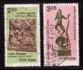 India Used 1982, Set Of 2, Festival Of India, Ancient Sculptures, - Gebruikt