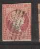 ESPAGNE, Isabelle II, 1856, Yvert N ° 39 Obl , 4 Cuartos Rouge ;Filigrane Grille, PAPIER VERGE HORIZONTALEMENT , B/TB - Used Stamps