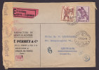 Switzerland Eilsendung Exprés Espresso Label PERRET & C CHAUX-de-FONDS 1943 Cover Geöffnet Oberkommando Wehrmacht Censor - Lettres & Documents