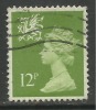 WALES GB 1980 12p YELLOW GREEN USED MACHIN STAMP SG W32.(H75 ) - Wales