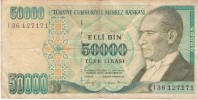 BILLET TURKIYE CUMHURIYET MERKEZ BANKASI ELLI BIN 50000 - Turquie