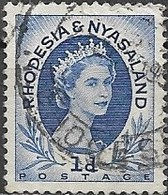 RHODESIA & NYASALAND 1954 Elizabeth - 1d. Blue FU - Rhodesia & Nyasaland (1954-1963)