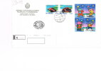 2002 - SAN MARINO - BUSTA VIAGGIATA FDC CON SERIE COMPLETA " MANUEL POGGIALI " E " OLIMPIADI ". - Covers & Documents