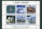 S.Tomé E Principe 2003.100 Aniversario Da Aviacao.MNH**.Helicopters.Helicopteres.Hubschrauber.Jet Aircrafts.Avions.Heli. - Helikopters