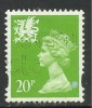 WALES GB 1996 QE2  20p BRIGHT GREEN USED STAMP SG W72 (J399) - Pays De Galles