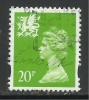 WALES GB 1996 QE2  20p BRIGHT GREEN USED STAMP SG W72 (J398) - Pays De Galles