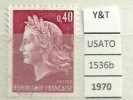 1970 Marianne De Cheffer : 40 C. Rouge Carminé Oblitéré Y&T 1536B - 1967-1970 Marianne (Cheffer)