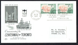 1967  Toronto Centennial   Rose Craft Cachet   Sc 475 - 1961-1970