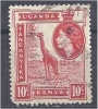 KUT 1954 Queen Elizabeth - Giraffe - 10c. Red FU - Kenya, Uganda & Tanganyika