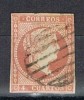 Sellos 4 Cuartos Isabel II 1856, VARIEDAD Impresion, Num 44 º - Used Stamps