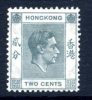 Hong Kong GVI 1938 2c Definitive Value, P. 14, Hinged Mint - Neufs