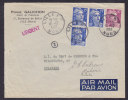 France Airmail Par Avion PIERRE GALICHON, Deluxe LILLE Nord 1953 To DELAWARE USA Line Cds. URGENT 3-Block Marianne - 1927-1959 Storia Postale