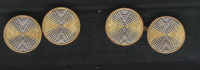 Paire De Boutons De Manchettes Avec Chainette , Ronds à Cercles Concentriques , Plaqué Or, TB - Boutons De Col /de Manchettes