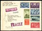 1946 USA. Multifranked Registered Letter, Cover Sent To Praha, Prague, Czechoslovakia. (H05c124) - Used Stamps