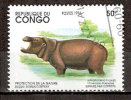 Timbre Congo Y&T N° 994 Oblitéré.Hippopotame Pygmée. 50 F. Cote 0.30 € - Oblitérés