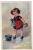 AK KINDER  WALLY FIALKOWSKA MÄDCHEN WASCHEN Die PUPPE M.M. Nr. 1326. OLD POSTCARD 1924 - Fialkowska, Wally