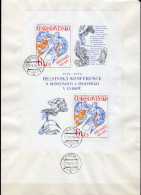 Zusammenarbeit In Europa 1976 CSSR Block 33 FDC 6€ KSZE CEPT-Mitläufer Hände Halten Kind Hoch Friedenstaube Ss Sheet CSR - Covers & Documents