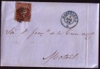 1856, 4 De Enero, Carta Sencilla De Barcelona A Motril, 4 Cuartos Filigrana De Lazos - Covers & Documents