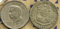 PHILIPPINES 25 SENTIMOS MAN FRONT EMBLEM BACK 1971 AF READ DESCRIPTION CAREFULLY !!! - Filippine