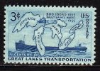 1955 USA Great Lakes Soo Locks Centennial Michigan Stamp Sc#1069 Map Ship Steamer Canal - Agua