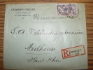 No.144 MERSON LETTRE RECOMMANDE EINSCHREIBEN 1923 STRASBOURG CHARLES GRESSE Pour INDUSTRIE COTONNIERE MULHOUSE - Cartas & Documentos