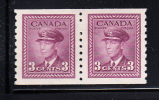 Canada Scott #280 MNH Coil Pair 3c Rose Violet - George VI War Issue - Coil Stamps