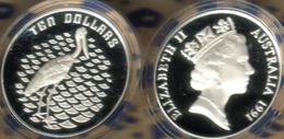 AUSTRALIA $10 JABIRU BIRD BIRDS 2ND IN SETQEII HEAD1YEAR 1991 PROOF PIEDFORT 1.5 Oz SIL  READ DESCRIPTION CAREFULLY !!! - 10 Dollars