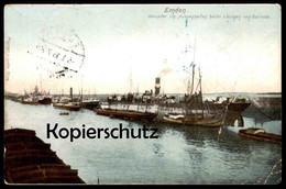 ALTE POSTKARTE EMDEN DAMPFER IM AUSSENHAFEN BEIM LÖSCHEN VON GETREIDE Steamship Bateau à Vapeur Cpa Postcard Corn Cereal - Emden