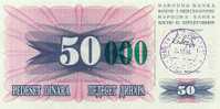 BOSNIA:  50 000 Dinara On 50 Dinara, 1993 UNC *P-55c * 16mm High Green Zeroes 24.12.1993 - Bosnie-Herzegovine