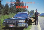 Greetings From Idaho, State Patrol Highway Police Officer And Car C1990s/2000s Vintage Postcard - Sonstige & Ohne Zuordnung