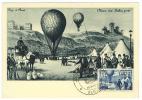 CARTOLINA - PARTENZA DI MONGOLFIERE - ANIMATA - DEPART D'UN BALLON POSTE - ALGERI ANNO 1955 - Fesselballons