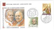 FILATELIA - STORIA POSTALE  - ANNO SANTO 2000 - 3 SETTEMBRE  - PIO IX E GIOVANNI XXIII BEATIFICAZIONE - Used Stamps