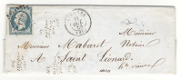 Lettre De LIMOGES, Haute Vienne, Du 11 Octobre 1853 + PC 1730 Sur Présidence N° 10 > Saint Léonard, Cote 100 Euros - 1852 Luigi-Napoleone