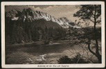 AK Badersee Mit Der Nixe Und Zugspitze, Gel Frankiert 1918 - Zugspitze