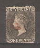 ST VINCENT - 1875 VICTORIA 1d GREYISH-BLACK USED (RED CANCEL, SOME FAULTS)  SG 22 - St.Vincent (...-1979)