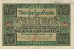 Billete 10 Mk Alemania Reich 1920. Reichbanknote - 10 Mark