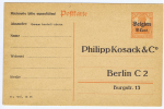 Belgium: Carte Des Etapes à 8 C., Surchargée Belgien. Privat Postkarte  Philipp Kosack - OC1/25 Gouvernement Général