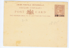 Ceylon Post Card 10 Cents Overprint. - Ceylon (...-1947)