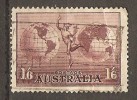 Australia 1934-48  Airmail  1/6d  (o)   Perf 13.25 X 13.75  Thick Paper - Oblitérés