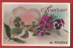 X0472 Souvenir De Posieux ,Fantaisie,violettes Et Roses.Timbre Helvetia Avec Cheval Et Charrue 1941. - Posieux