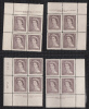 Canada 1953 Mint No Hinge (see Desc), Corners Plate #2,4,1,5,1 Sc# 325-329 - Neufs