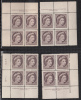 Canada 1954 Mint No Hinge (see Desc), Corners Plate #1,2,2,6,2,2,2 Sc# 337-343 - Neufs