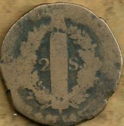 FRANCE 2 SOUS EMBLEM FRONT KING LOUIS XVIII BACK 1792 VG KM? READ DESCRIPTION CAREFULLY !!! - Andere & Zonder Classificatie