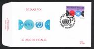BELGIE  FDC  50 JAAR  VERENIGDE NATIES ( UNO ) 1995 - 1991-2000