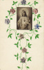 - Carte Jésus-Christ Encerclé De Fleurs Faite De Morceaux De Timbres Belge - Rareté - Autres & Non Classés